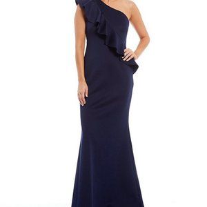 Jessica Howard One Shoulder Ruffle Long Gown